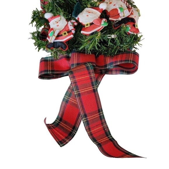 Vintage Smile Victorian Wall Tree Santa Claus Plaid Accents Battery Operated - Picture 9 of 10